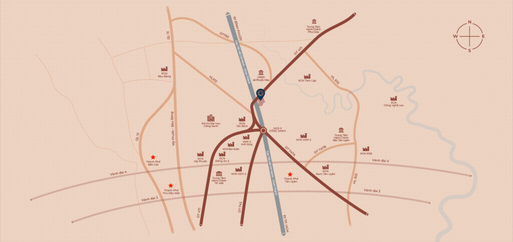 Cao tốc HCM - Thủ Dầu Một - Chơn Thành kết nối Alana City với các khu vực phát triển.